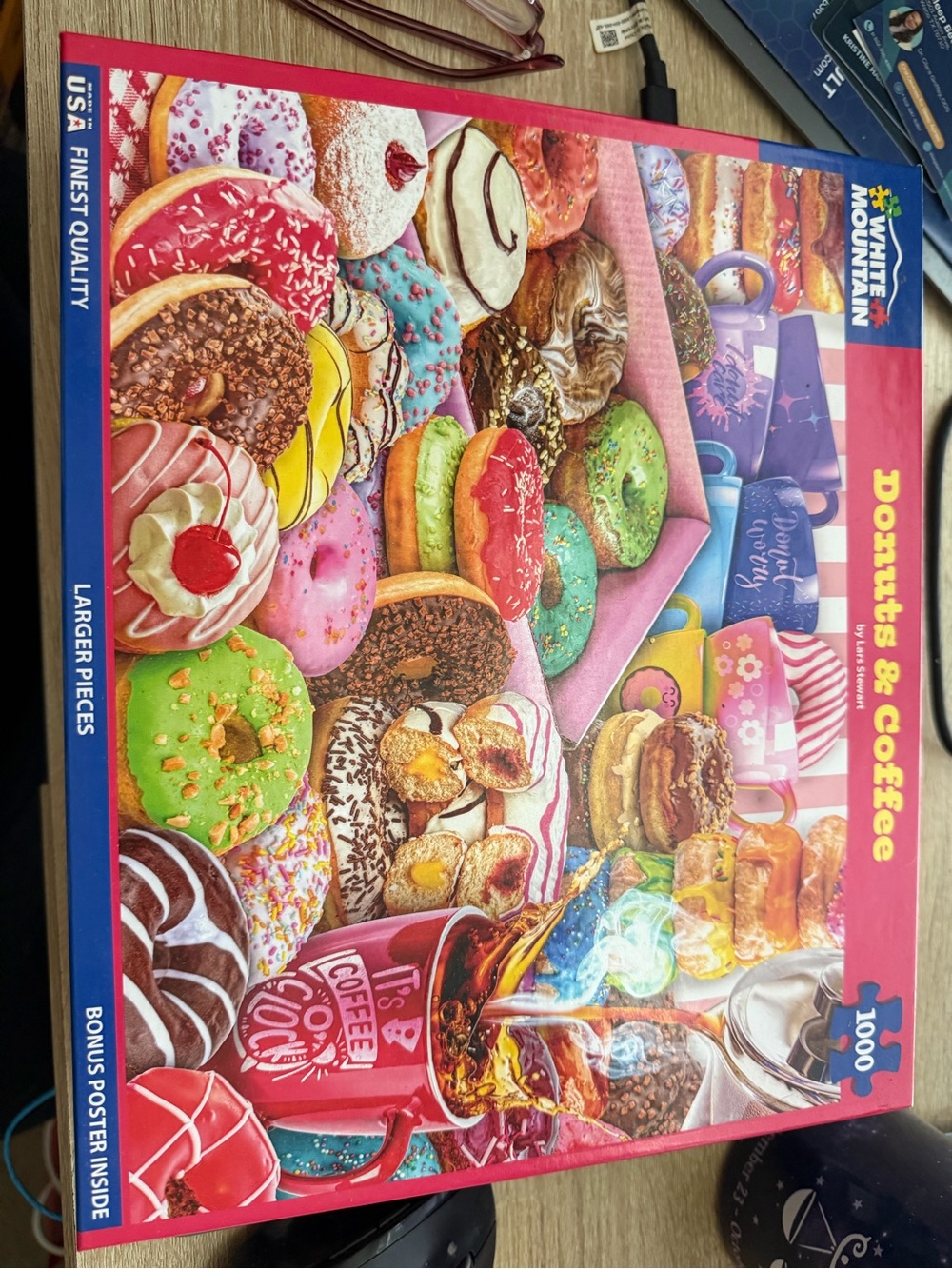White Mountain Donuts & Coffee Puzzle — Bright Multicolor Donuts